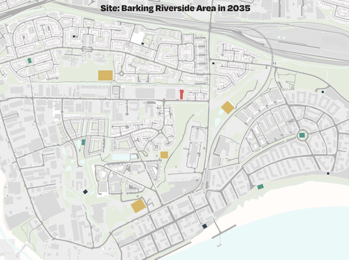 Map of Barking Riverside showing the proposed network of headquarters and nodes
