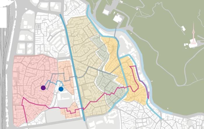 Expected audience route and performer route through Huam-dong