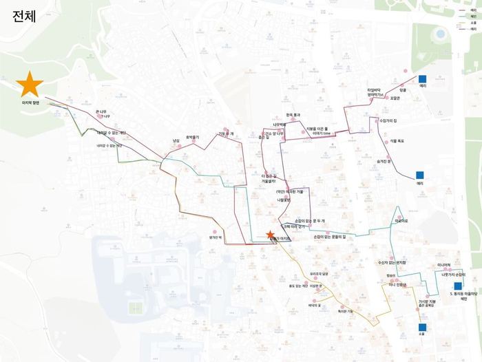 Map of the four Piripong Expedition routes through Seochon